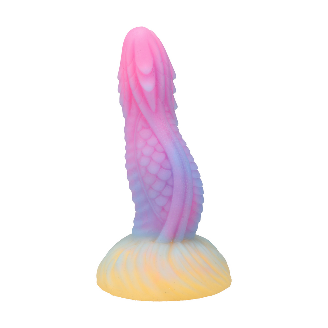 Fantasie-Dildo Drachenzunge nachtleuchtend Pink/Violett 15,8 x Ø 5,1 cm