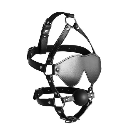 Kopfharness mit Augenmaske und Ballknebel Schwarz