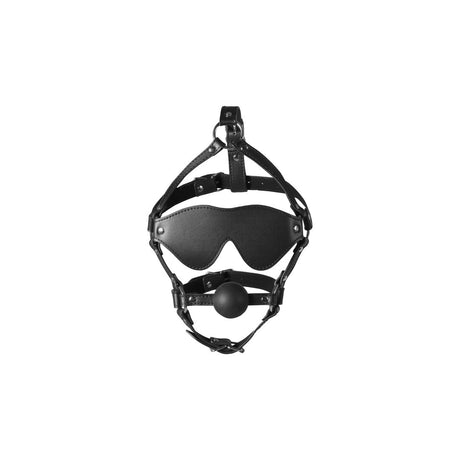 Kopfharness mit Augenmaske und Ballknebel Schwarz