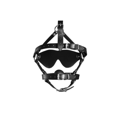 Kopfharness mit Augenmaske und Ballknebel Schwarz