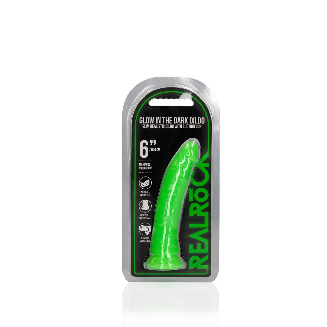 Realistischer Dildo schlank Nachtleuchtend 15,5 cm