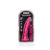 Realistischer Dildo schlank mit Saugnapf nachtleuchtend Rosa 20 cm