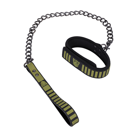 Halsband mit Leine taktisch Schwarz/Grün 48,3 x Ø 4,5 cm