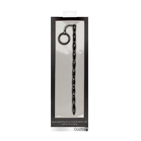 Penisring-Set aus Silikon mit Plug Schwarz
