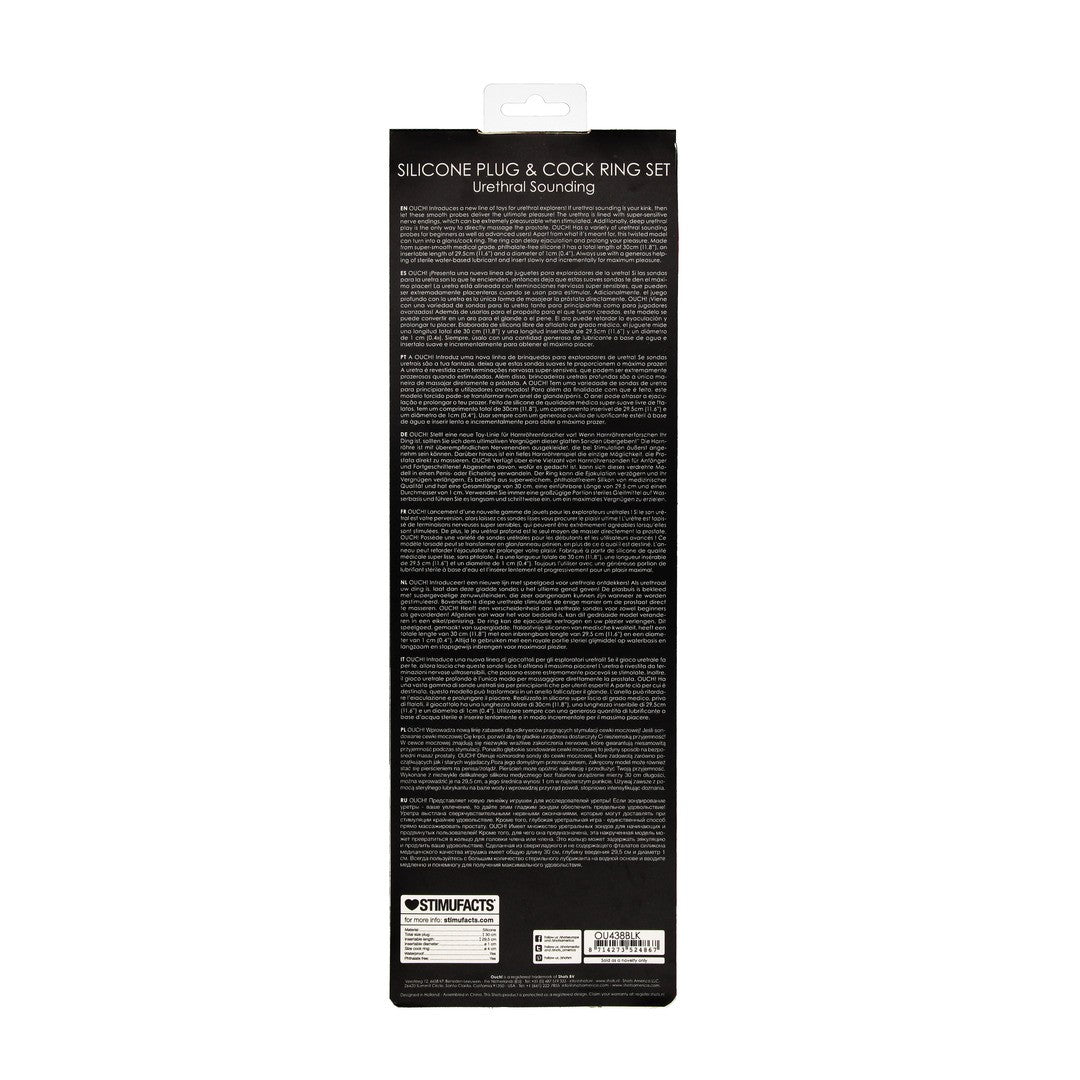 Penisring-Set aus Silikon mit Plug Schwarz