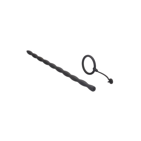 Penisring-Set aus Silikon mit Plug Schwarz