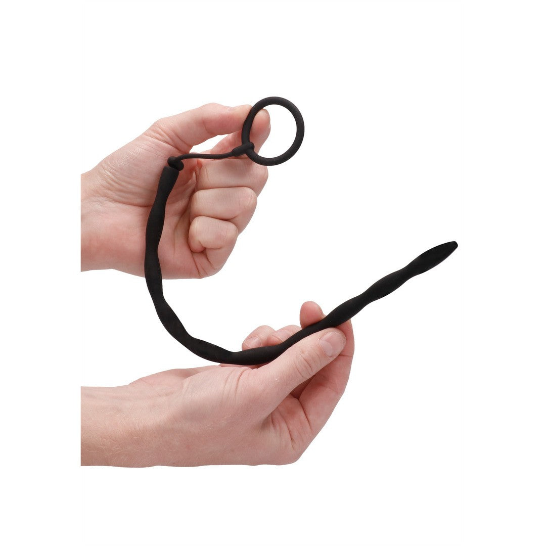 Penisring-Set aus Silikon mit Plug Schwarz