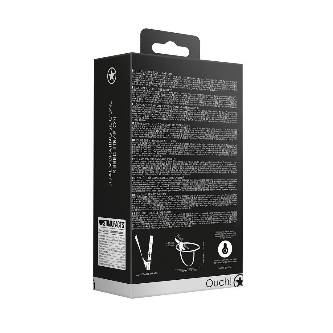 Strap-on mit Doppelvibration und Akku verstellbar Schwarz
