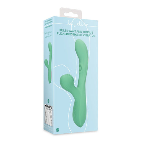 Rabbit-Vibrator mit Pulswellen und Zungenspiel Grün