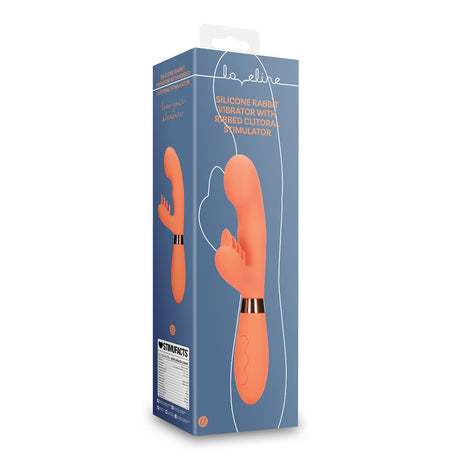 Rabbit-Vibrator aus Silikon mit geripptem Klitorisreizer Orange