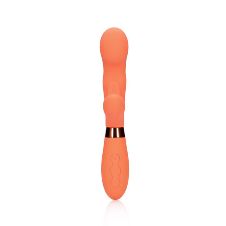 Rabbit-Vibrator aus Silikon mit geripptem Klitorisreizer Orange