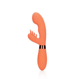 Rabbit-Vibrator aus Silikon mit geripptem Klitorisreizer Orange