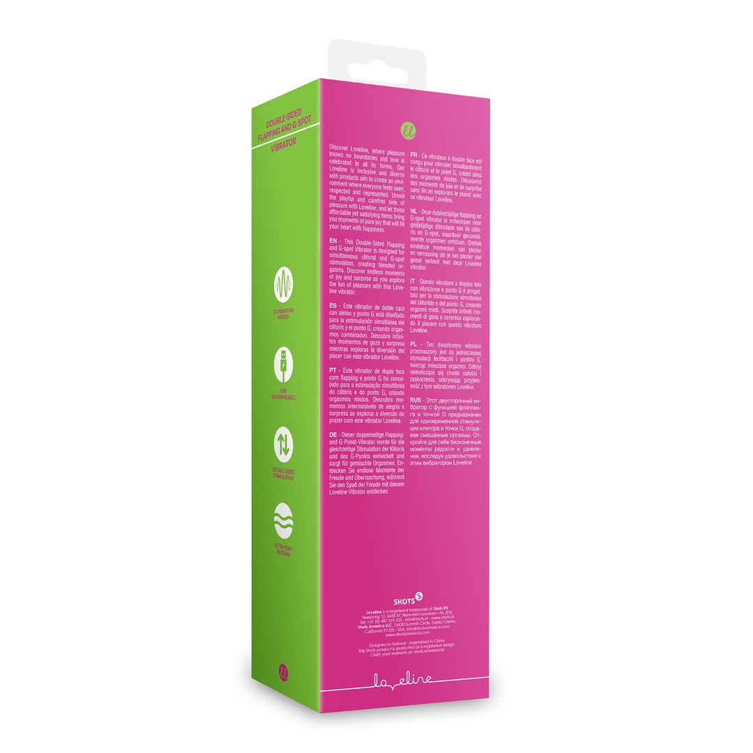 G-Punkt-Vibrator doppelseitig mit Flatterfunktion Rosa