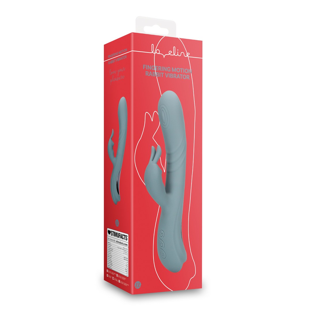 Rabbit-Vibrator mit Fingerbewegung Grau
