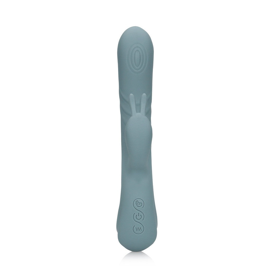 Rabbit-Vibrator mit Fingerbewegung Grau