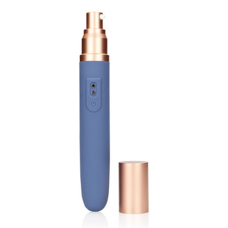 Reise-Vibrator mit Gleitgel-Fach und Pumpe Blau