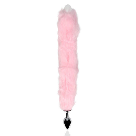 Analplug aus Metall mit leuchtendem Fuchsschwanz Rosa