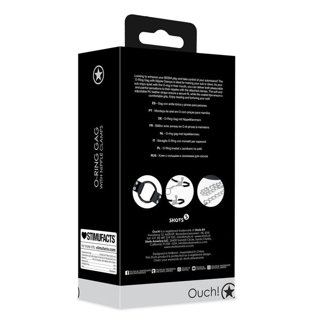 Knebel Ouch mit O-Ring und Nippelklemmen 60 cm Schwarz – Ansicht 3