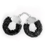 Handschellen Spangle aus Metall mit Plüsch Schwarz