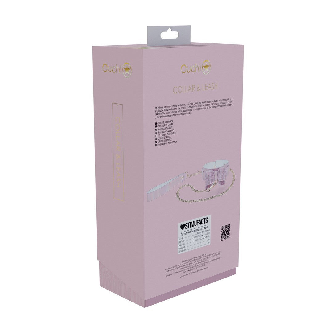 Halsband Paris mit Leine Rosa