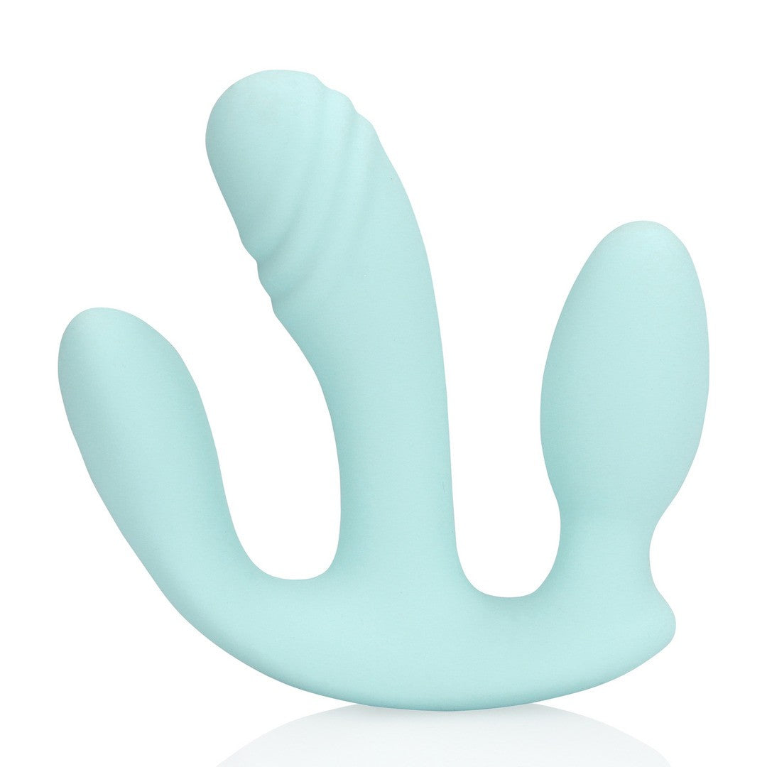 Vibrator 3-in-1 aus Flüssigsilikon Blau 11,4 x Ø 3,9 cm