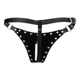 Keuschheitsstring aus PU-Leder mit Kette Schwarz