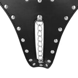 Keuschheitsstring aus PU-Leder mit Kette Schwarz