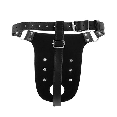 Keuschheitsgürtel aus PU-Leder mit Riemen Schwarz