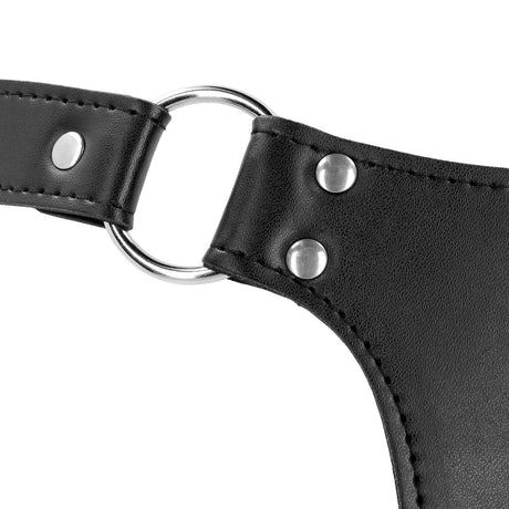 Keuschheitsgürtel aus PU-Leder mit Riemen Schwarz