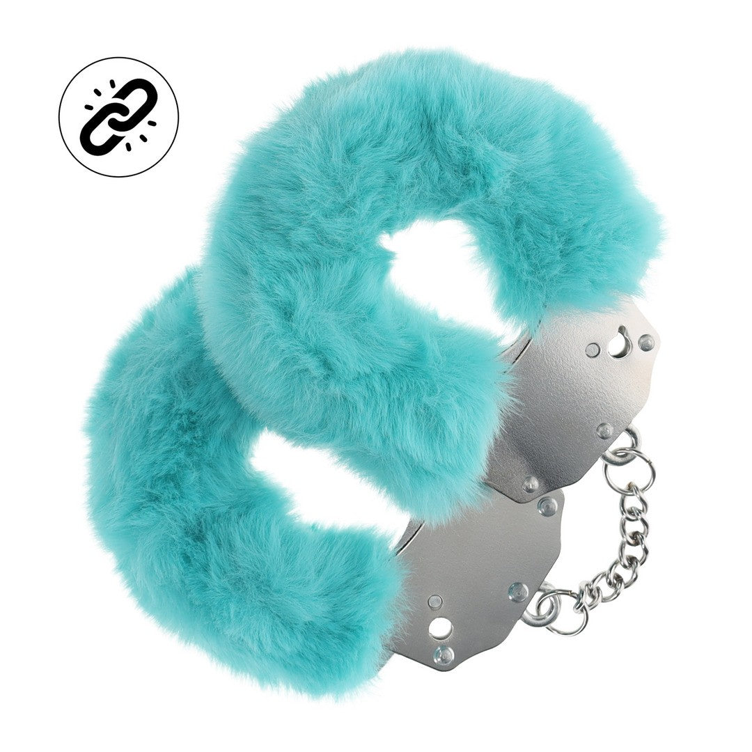 Plüsch-Handschellen robust Blau