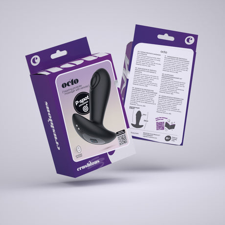 Analplug Octo mit Klopffunktion und Fernbedienung Schwarz