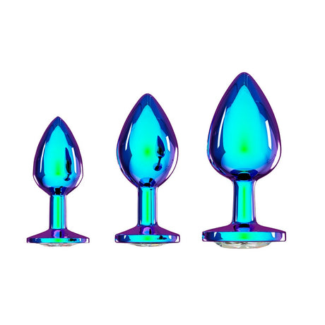 Analplug-Set Venice aus Metall 3-teilig Blau 3,2 x Ø 2,8 cm
