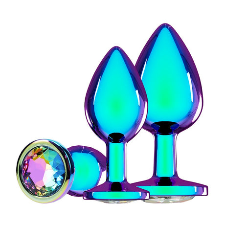 Analplug-Set Venice aus Metall 3-teilig Blau 3,2 x Ø 2,8 cm