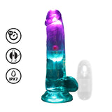 Realistischer Vibrator mit LED und Hoden 15 cm