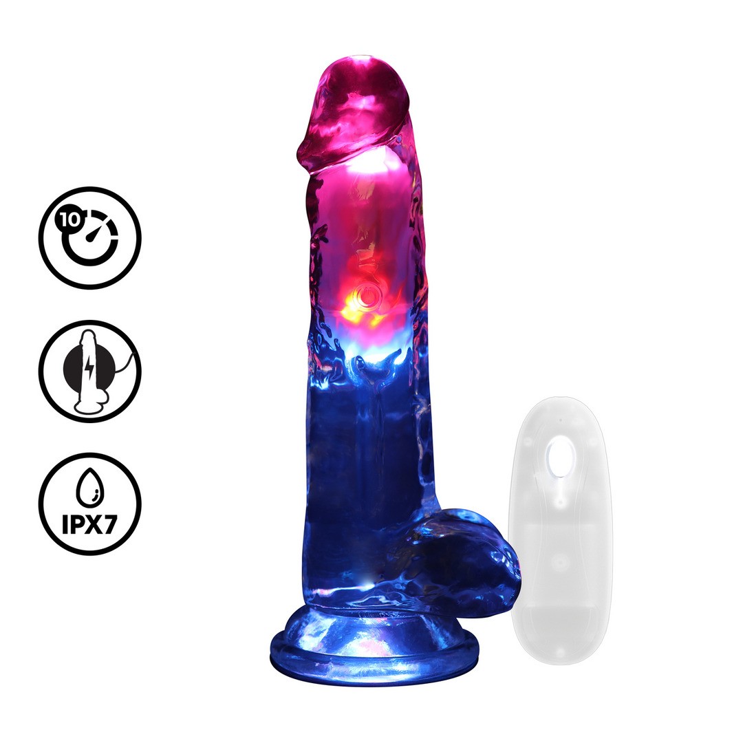 Realistischer Vibrator mit LED und Hoden 20 cm