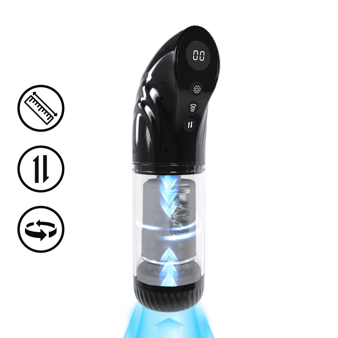 Masturbator-Pumpe Strokemate mit Saug-, Rotations- und Stoßfunktion Schwarz
