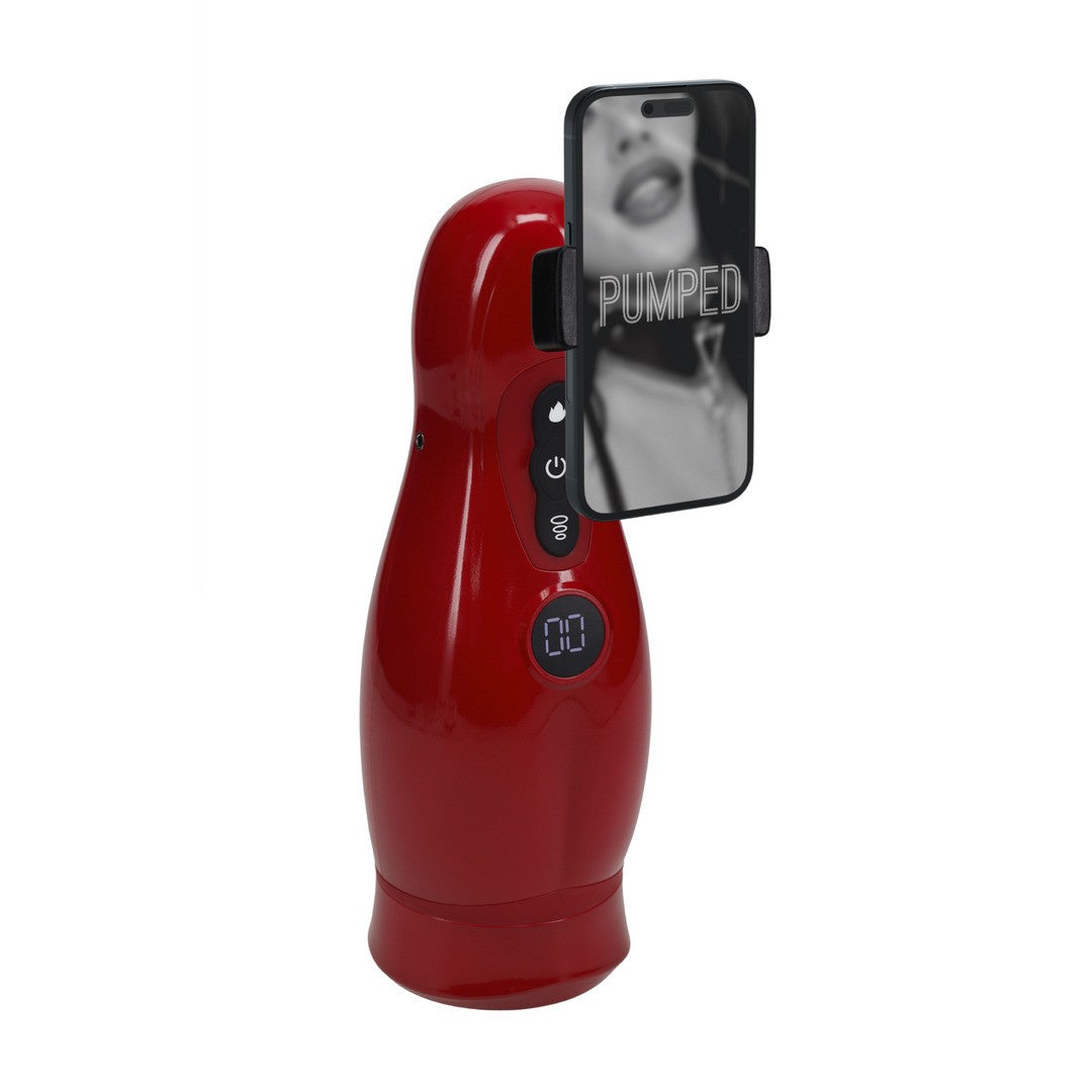 Masturbator-Pumpe Virtuo mit Saugfunktion, Vibration und Handyhalterung Rot