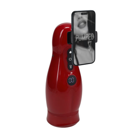 Masturbator-Pumpe Virtuo mit Saugfunktion, Vibration und Handyhalterung Rot