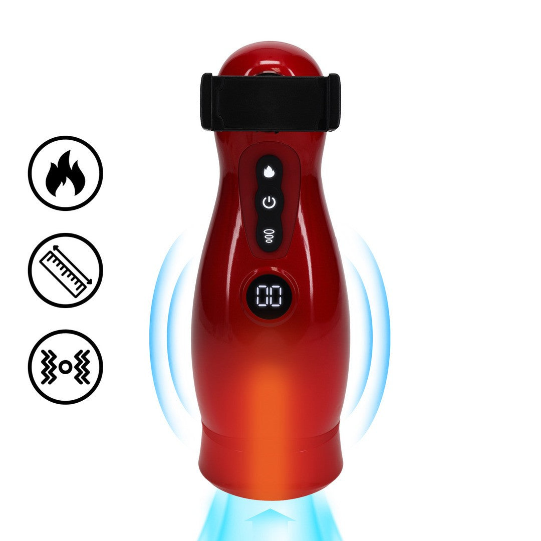 Masturbator-Pumpe Virtuo mit Saugfunktion, Vibration und Handyhalterung Rot