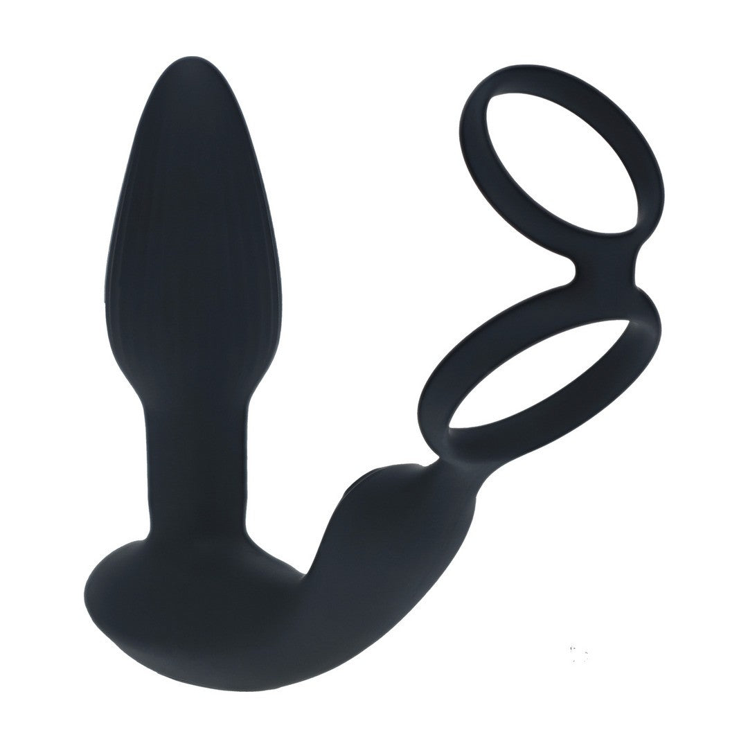 Prostata-Vibrator mit rotierenden Perlen, Fernbedienung und Hodenring Schwarz