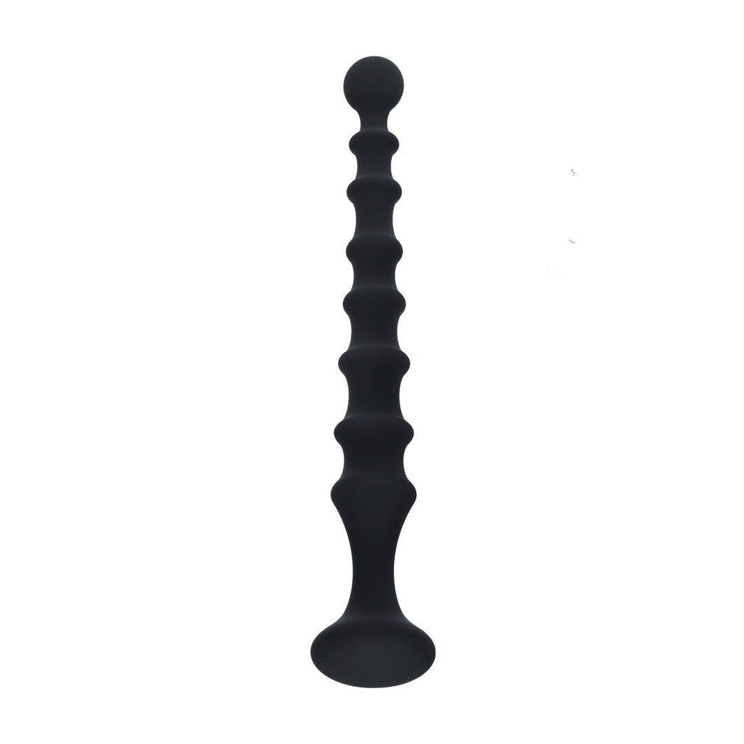 Analplug aus Silikon gerippt mit breiter Basis Schwarz