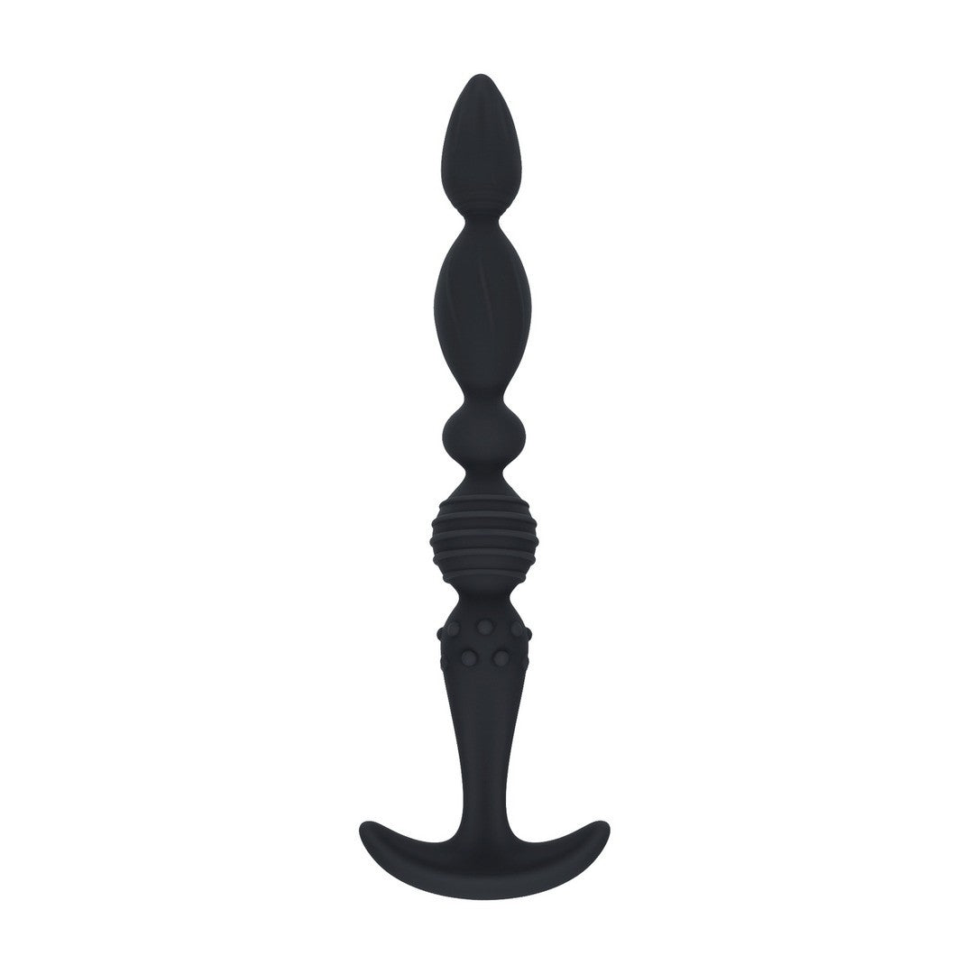 Analplug aus Silikon mit Struktur und breiter Basis Schwarz