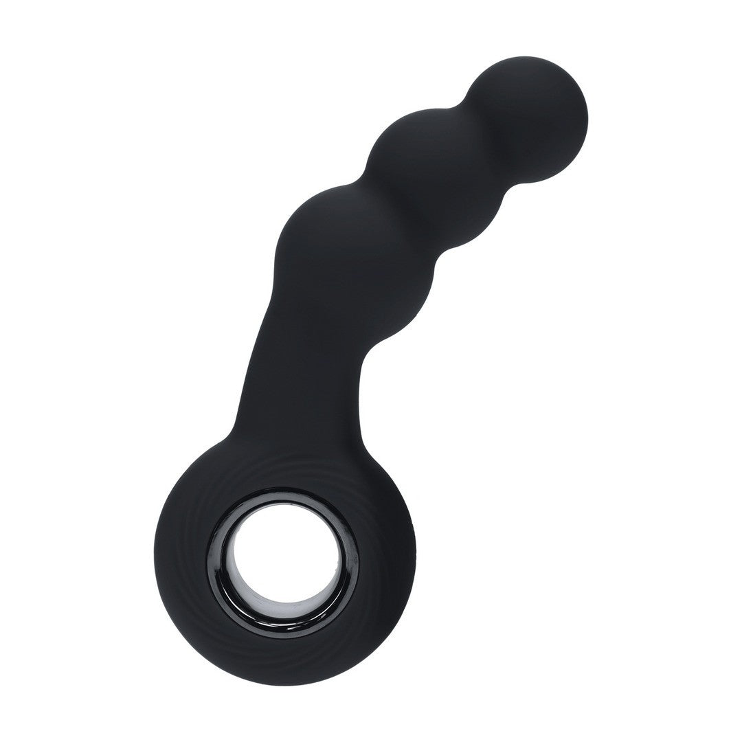 Prostata-Vibrator aus Silikon mit Perlenstruktur Schwarz