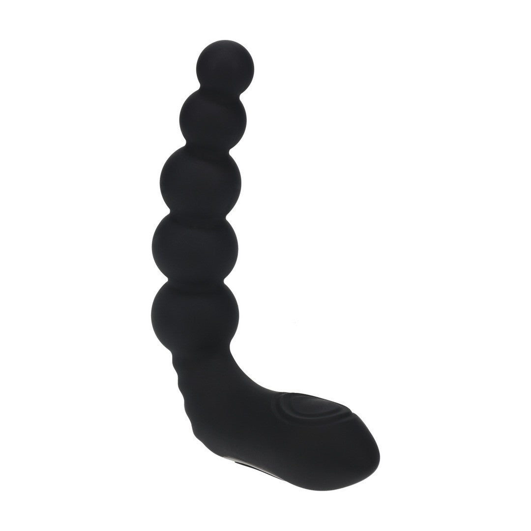 Prostata-Vibrator biegsam mit Wärme- und Klopffunktion und Perlenstruktur Schwarz