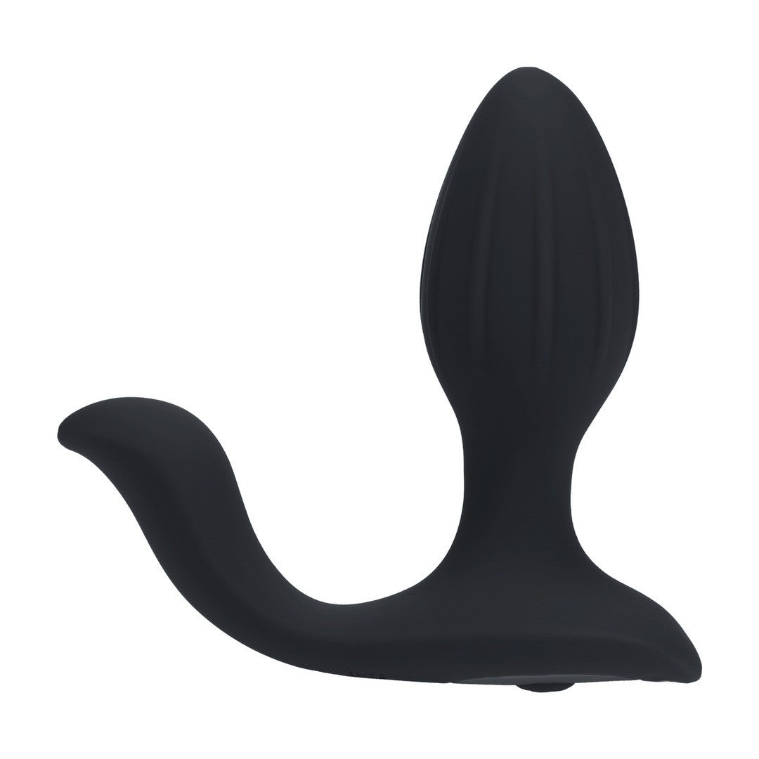 Analvibrator aus Silikon mit Rotation und Hodenstimulator Schwarz