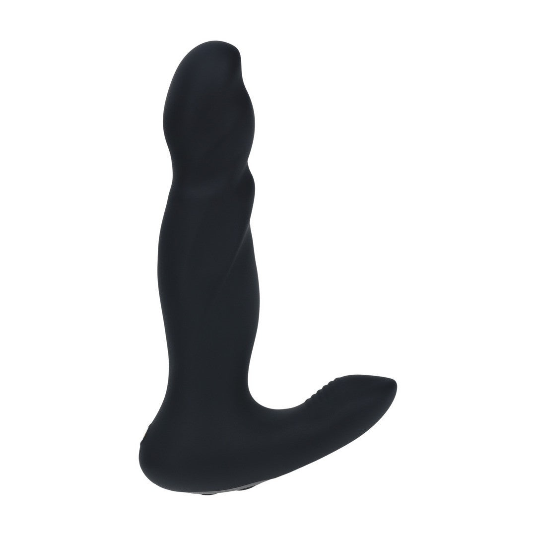 Prostata-Stimulator aus Silikon mit Vibration und Stoßfunktion Schwarz