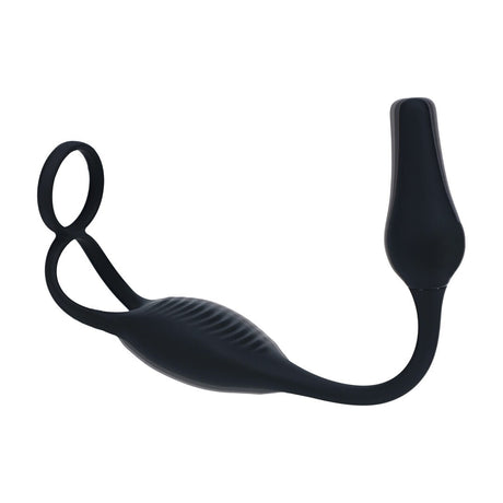 Prostata-Vibrator aus Silikon mit Hodenring Schwarz Modell 2