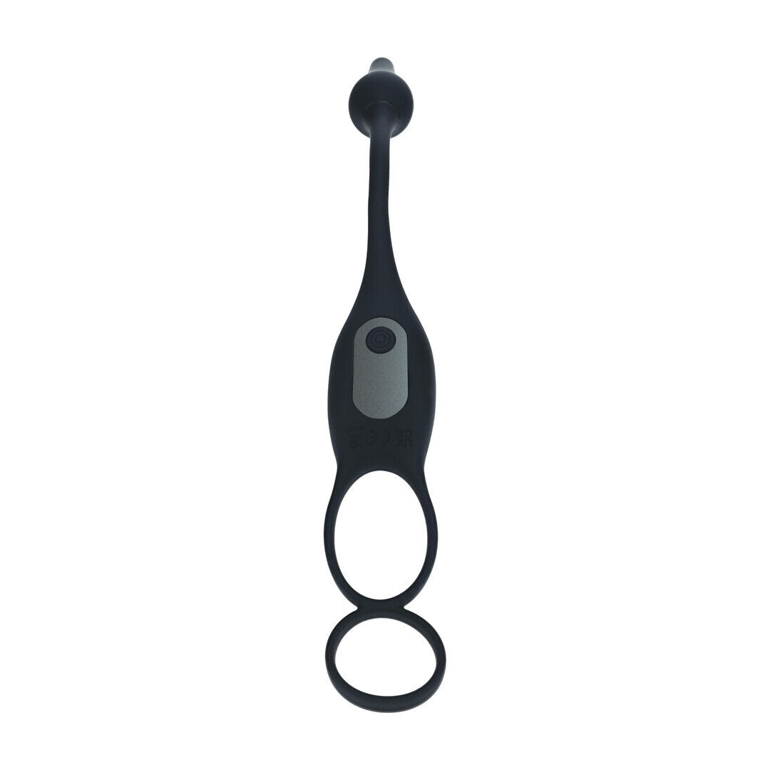 Prostata-Vibrator aus Silikon mit Hodenring Schwarz Modell 2