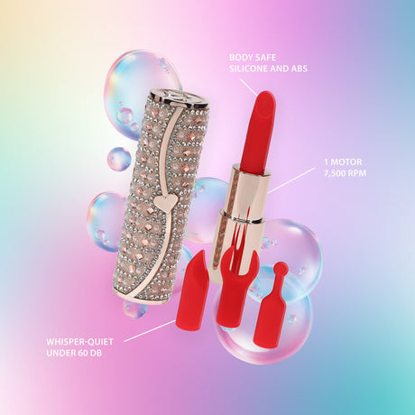 Lippenstift-Vibrator Tiffany mit 4 Aufsätzen Rosa