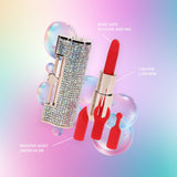 Lippenstift-Vibrator Diamond mit 4 Aufsätzen Irisierend